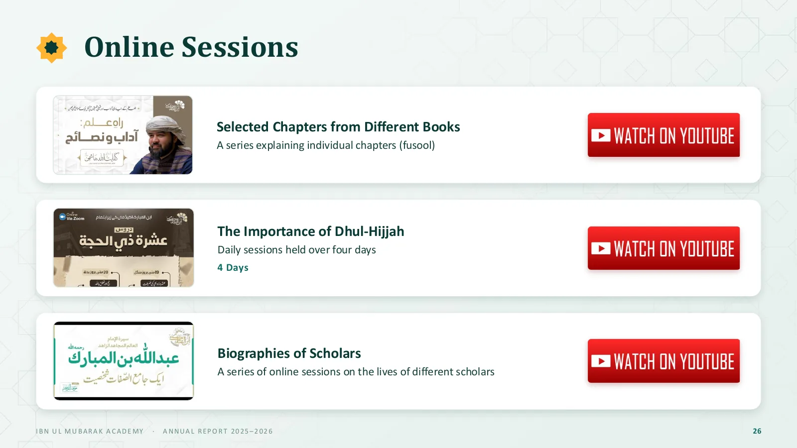 Online sessions, slide 26